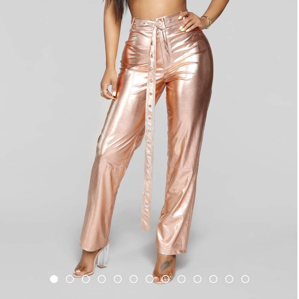 Metallic rose gold pants